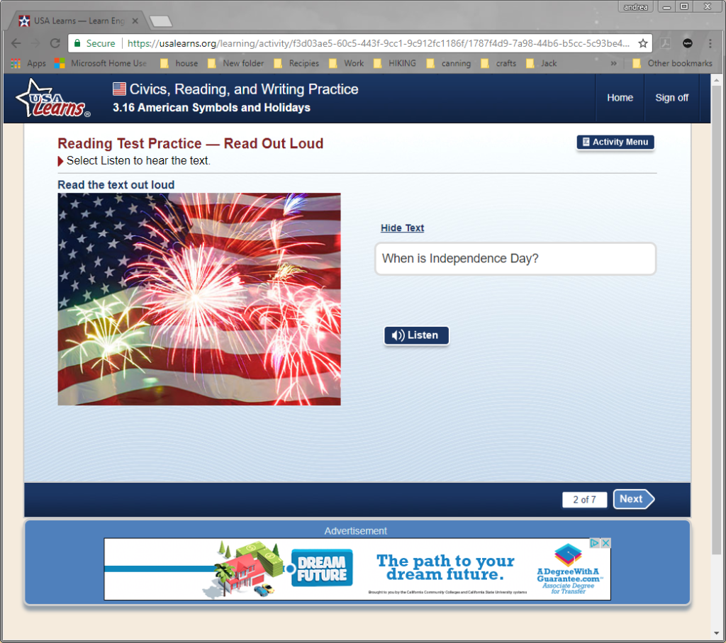 USA Learns Citizenship Screenshot