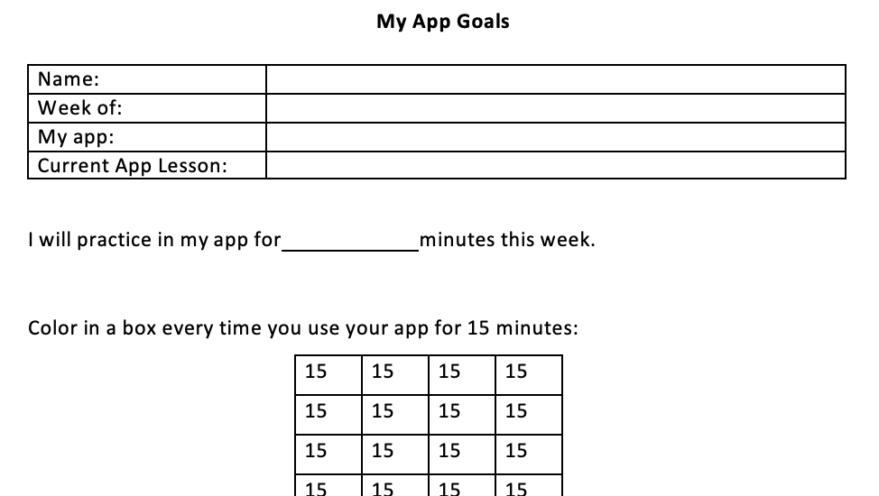 Worksheet for goal setting & tracking
