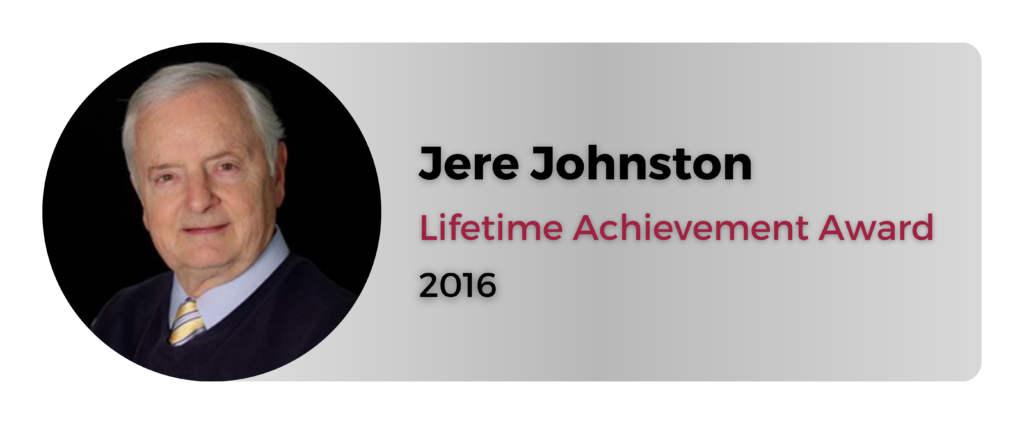 Jere Johnston, Lifetime Achievement Award, 2016